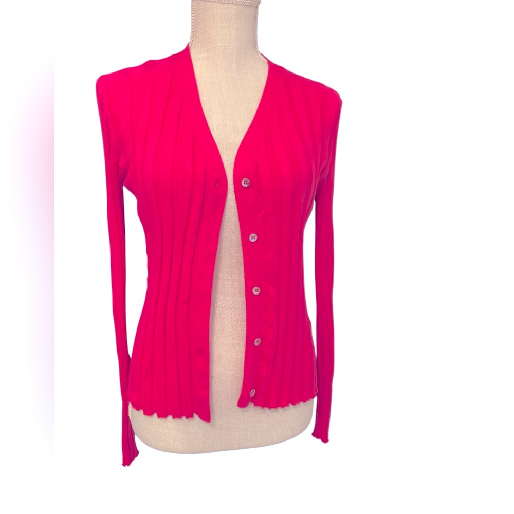 ❤️CALVIN KLEIN HOT PINK BUTTON DOWN CARDIGAN❤️EXCELLENT CONDITION! - Picture 2 of 10
